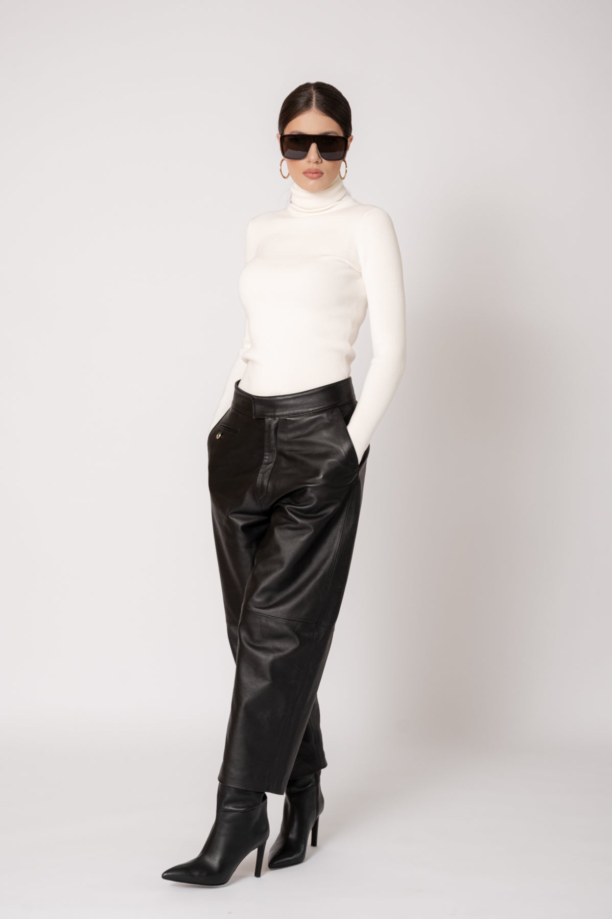 ELISE  Black Leather Trousers