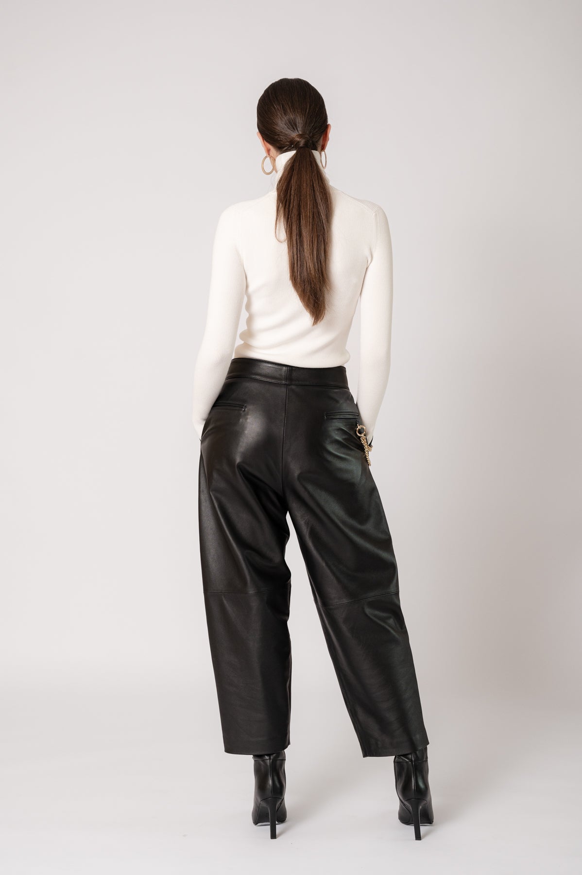 ELISE  Black Leather Trousers