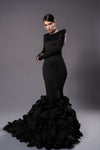 REGINE Black Dress with Long Train