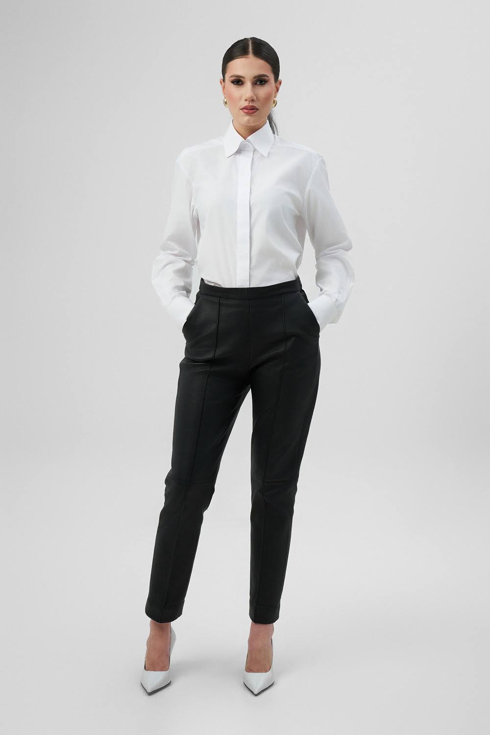GABRIELLE Black Leather Trousers