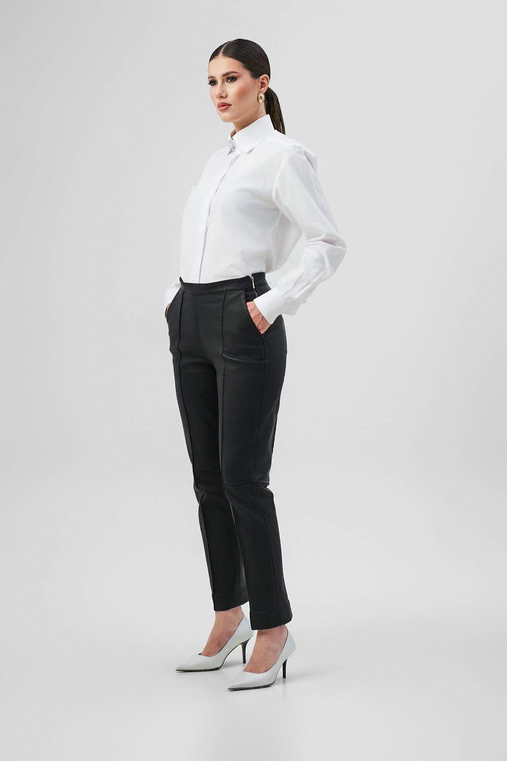 GABRIELLE Black Leather Trousers
