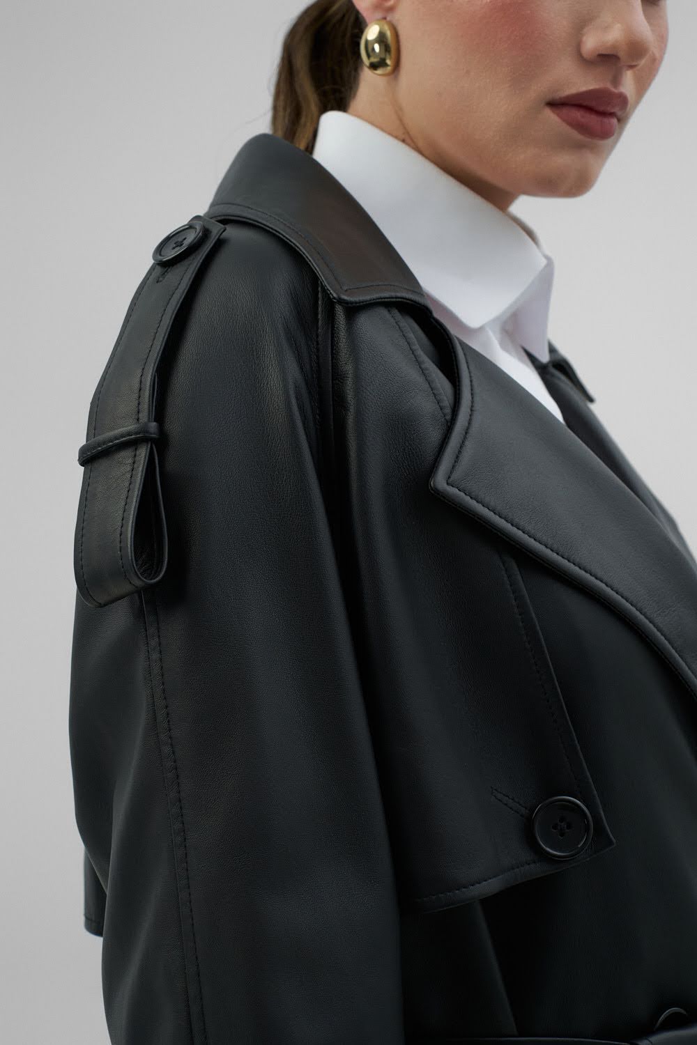 EVIE Black Long Leather Coat