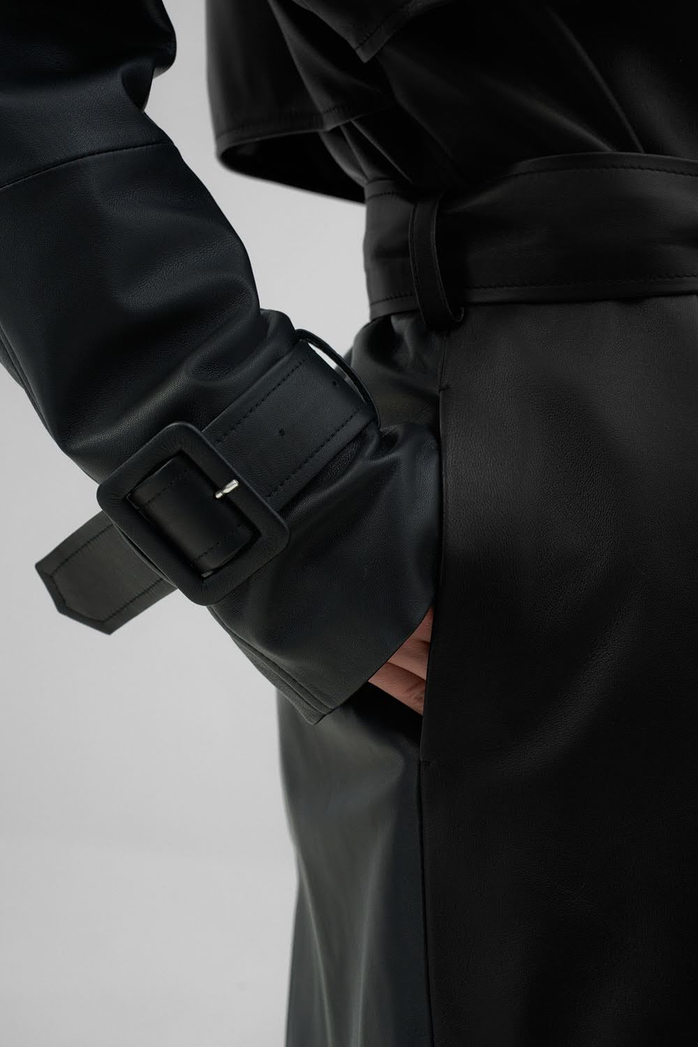 EVIE Black Long Leather Coat