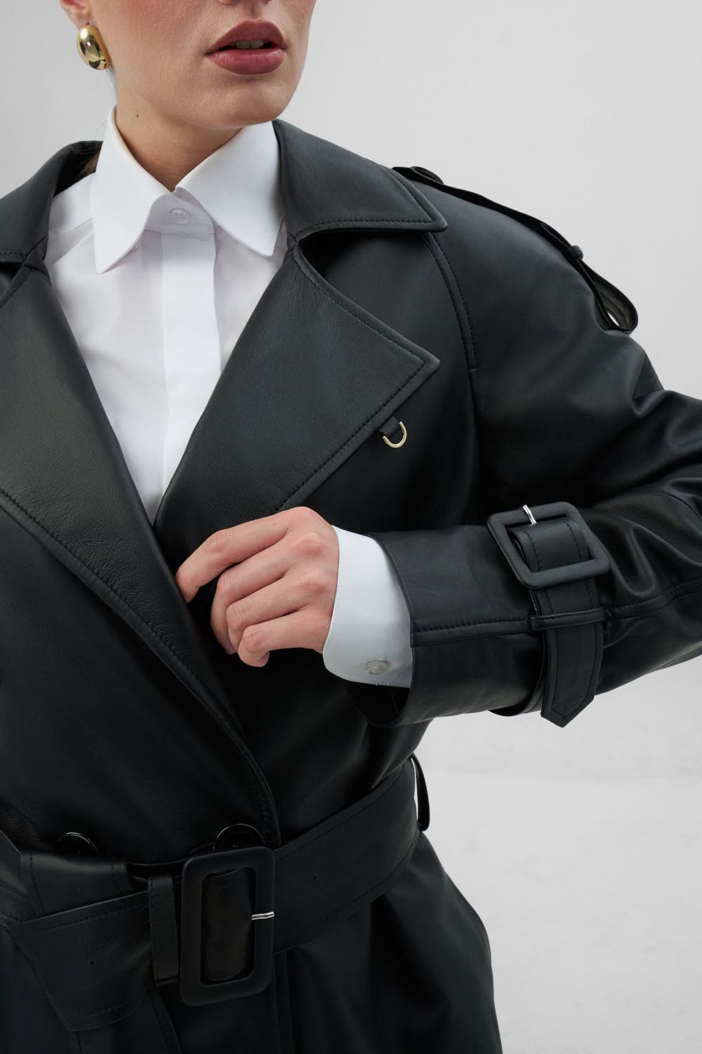 EVIE Black Long Leather Coat