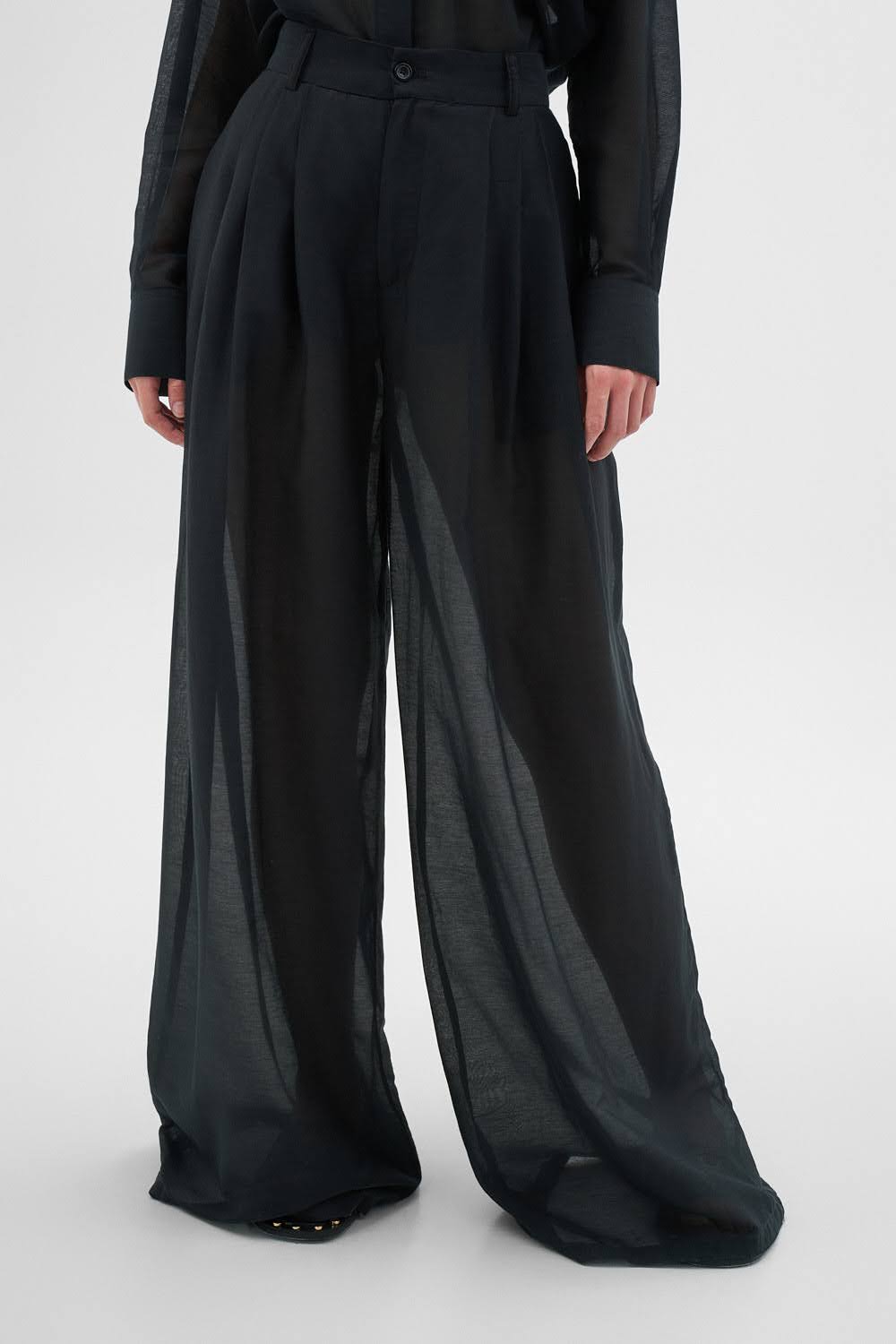 ELEA Cotton & Silk Wide Leg Trousers