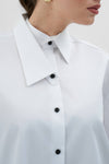THALIA Oversize White Shirt With Black Buttons