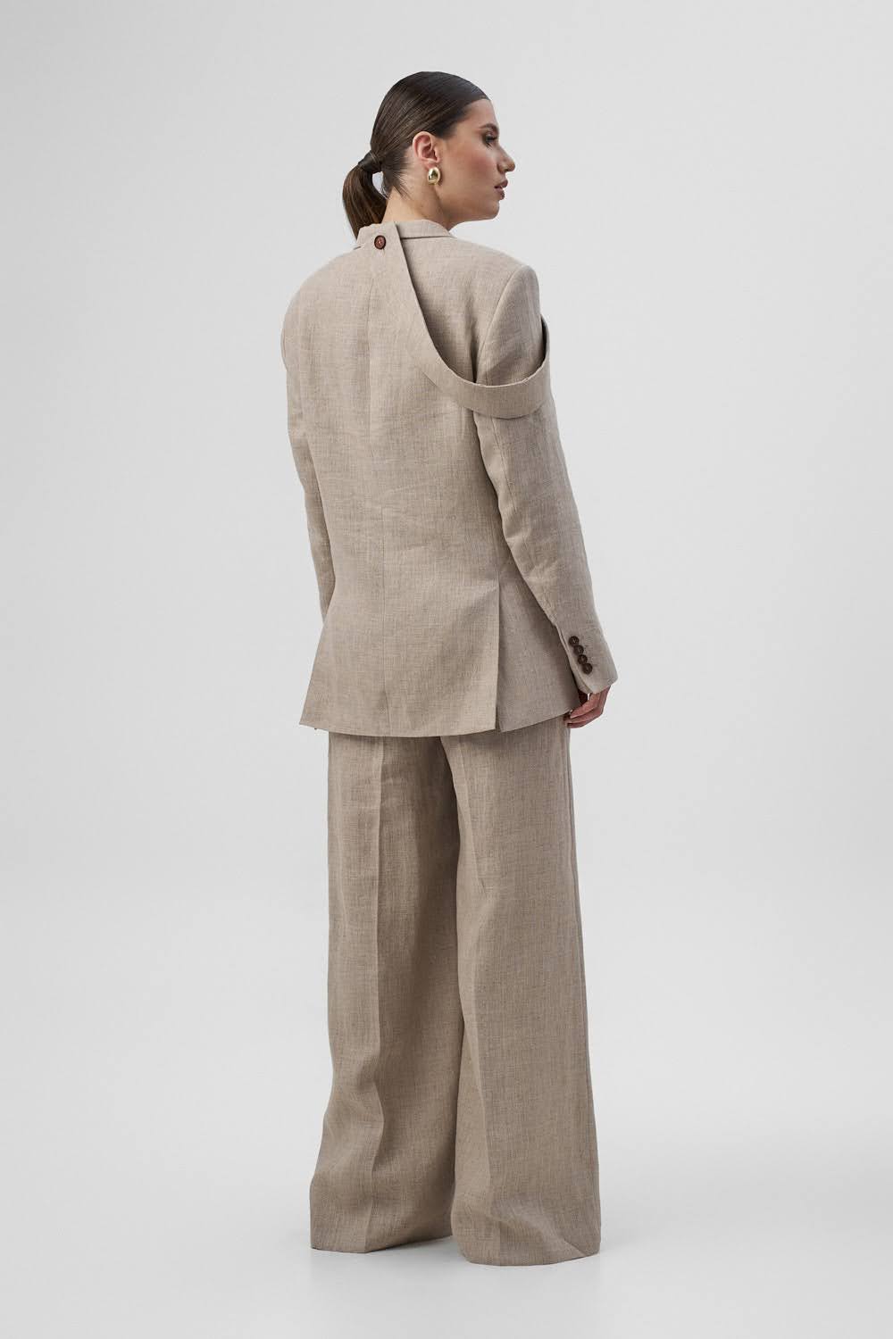 ANAIS Beige Linen Double-Breasted Jacket