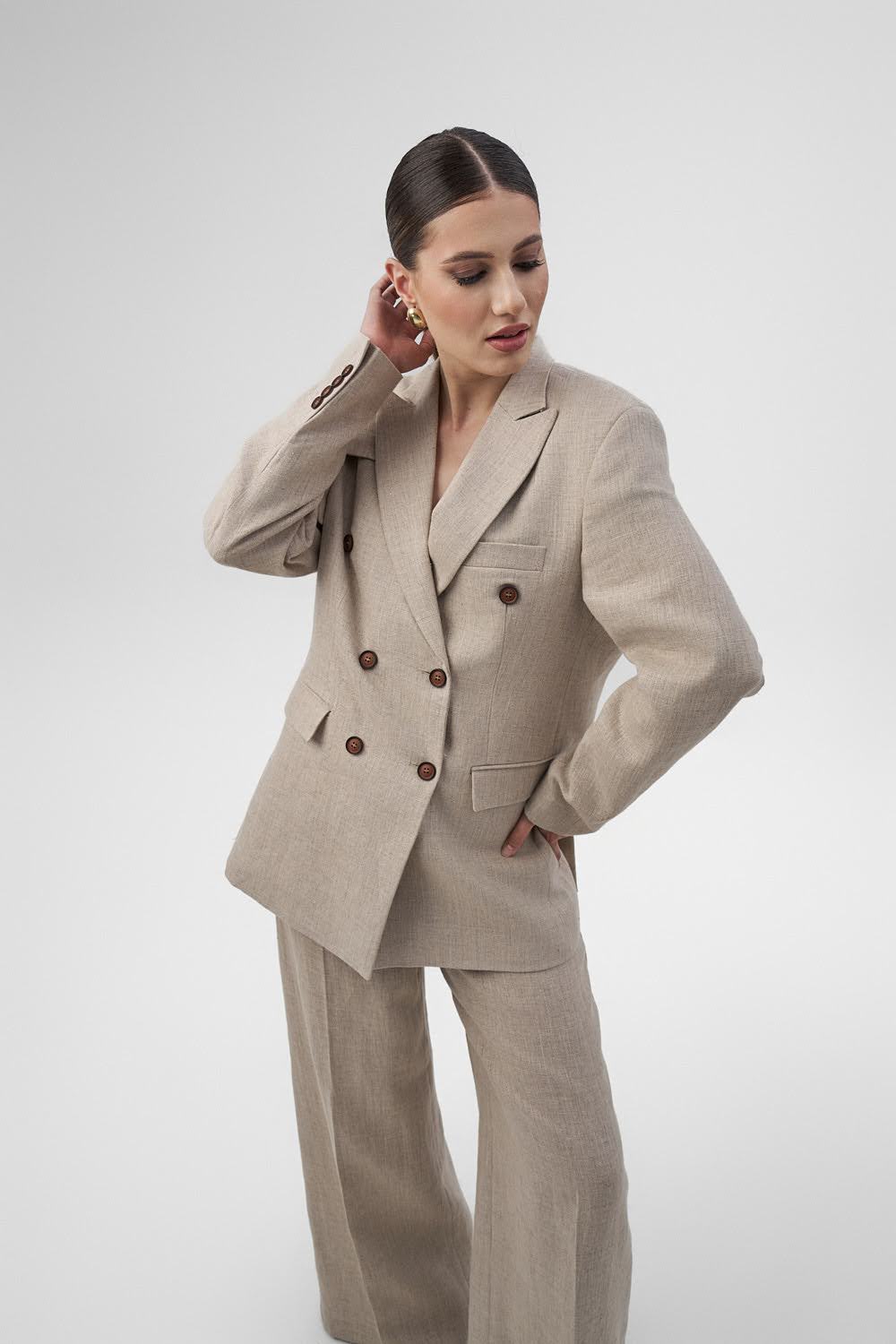 YVETTE Beige Linen Suit