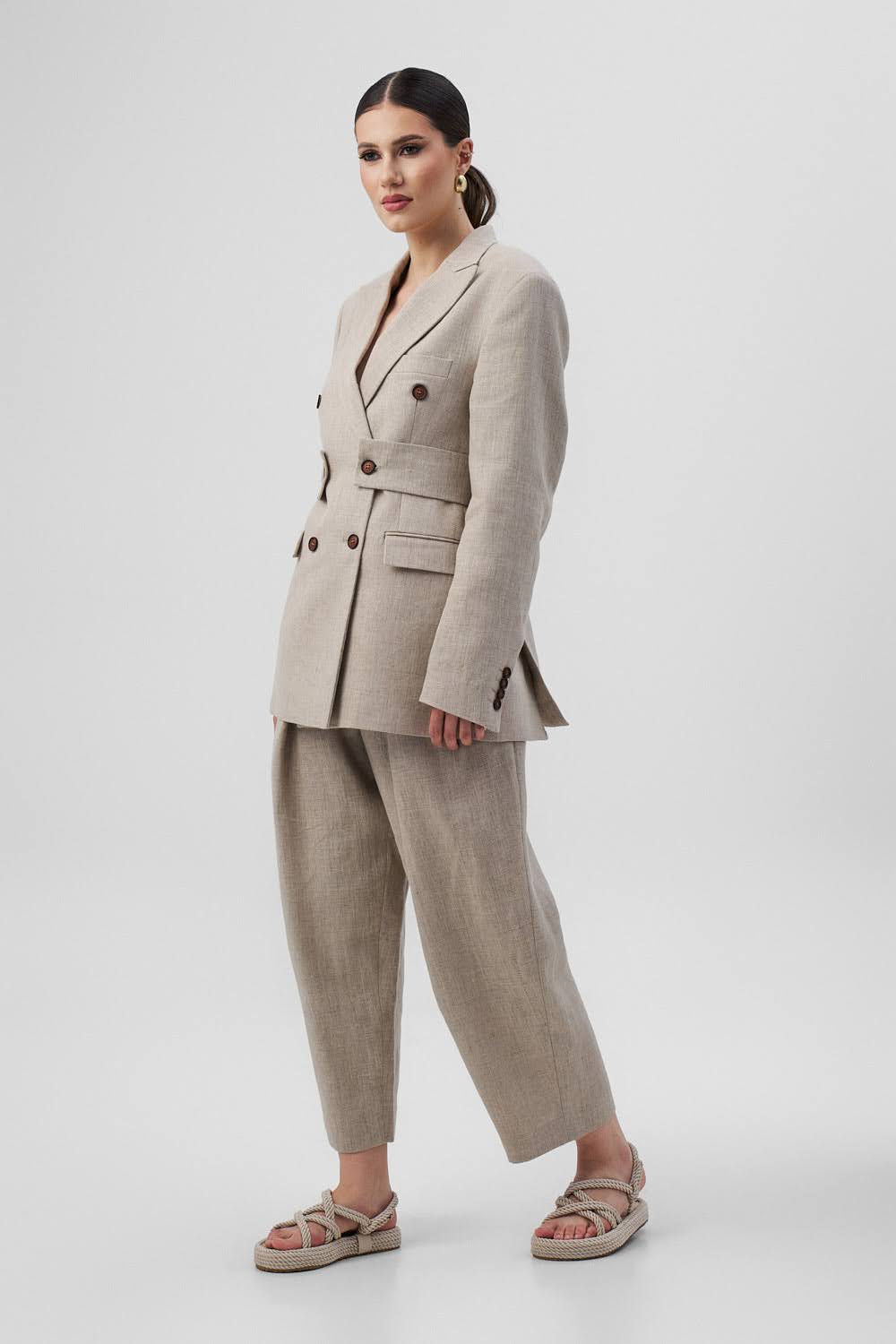 MANON Beige Linen Trousers
