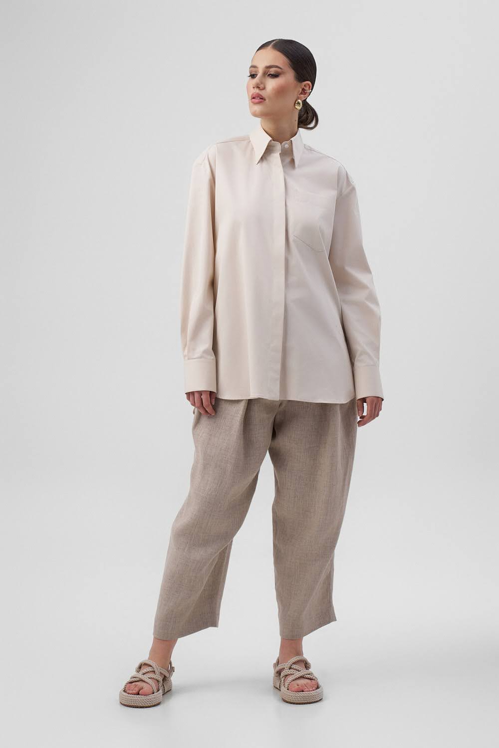 INES Oversize Beige Shirt