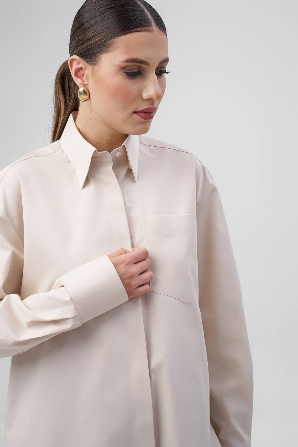 INES Oversize Beige Shirt