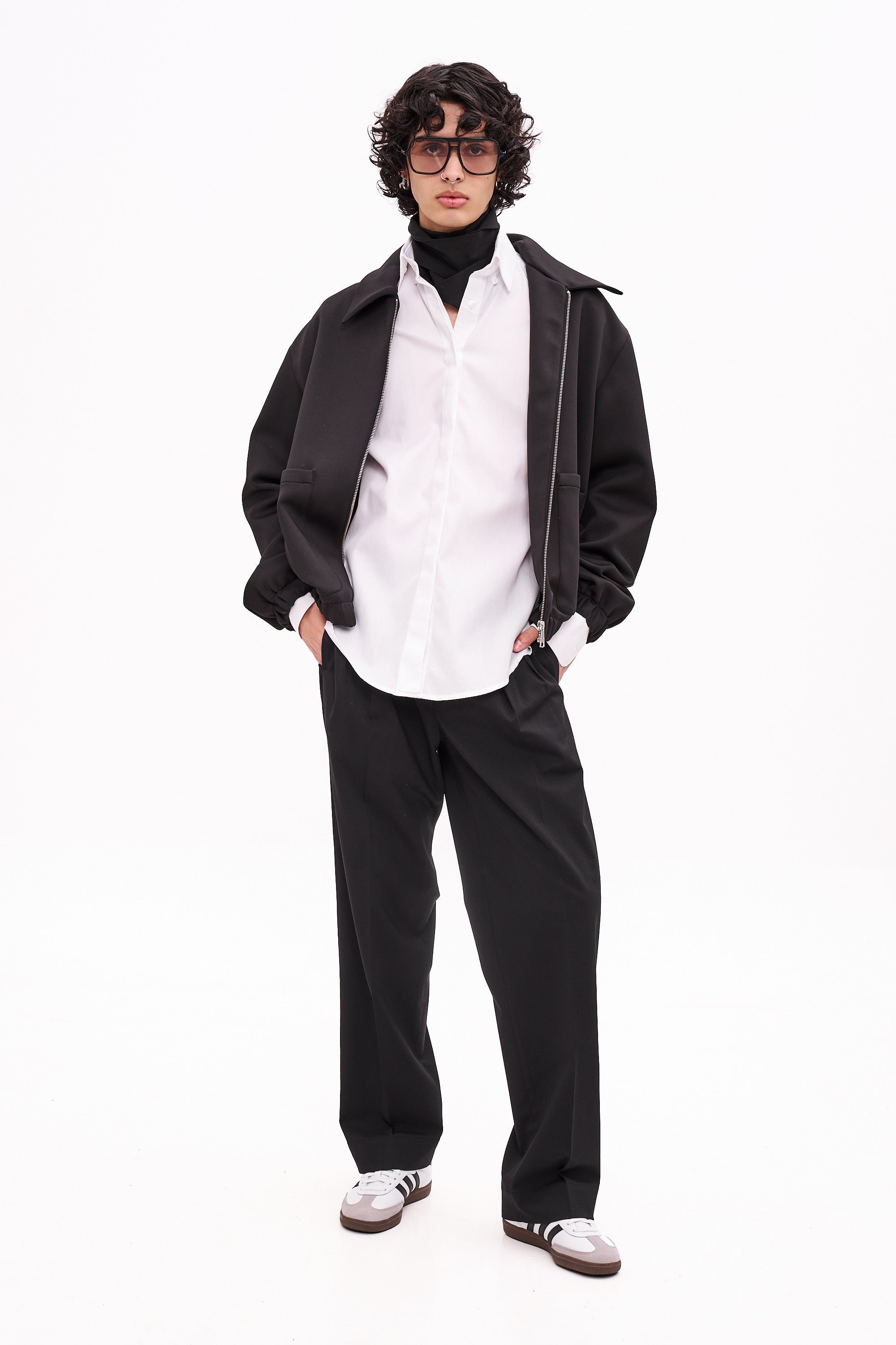 ARIS Black Techno Neoprene Bomber Jacket - Unisex