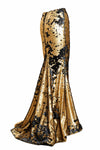 TORA Golden Sequin Skirt with Train