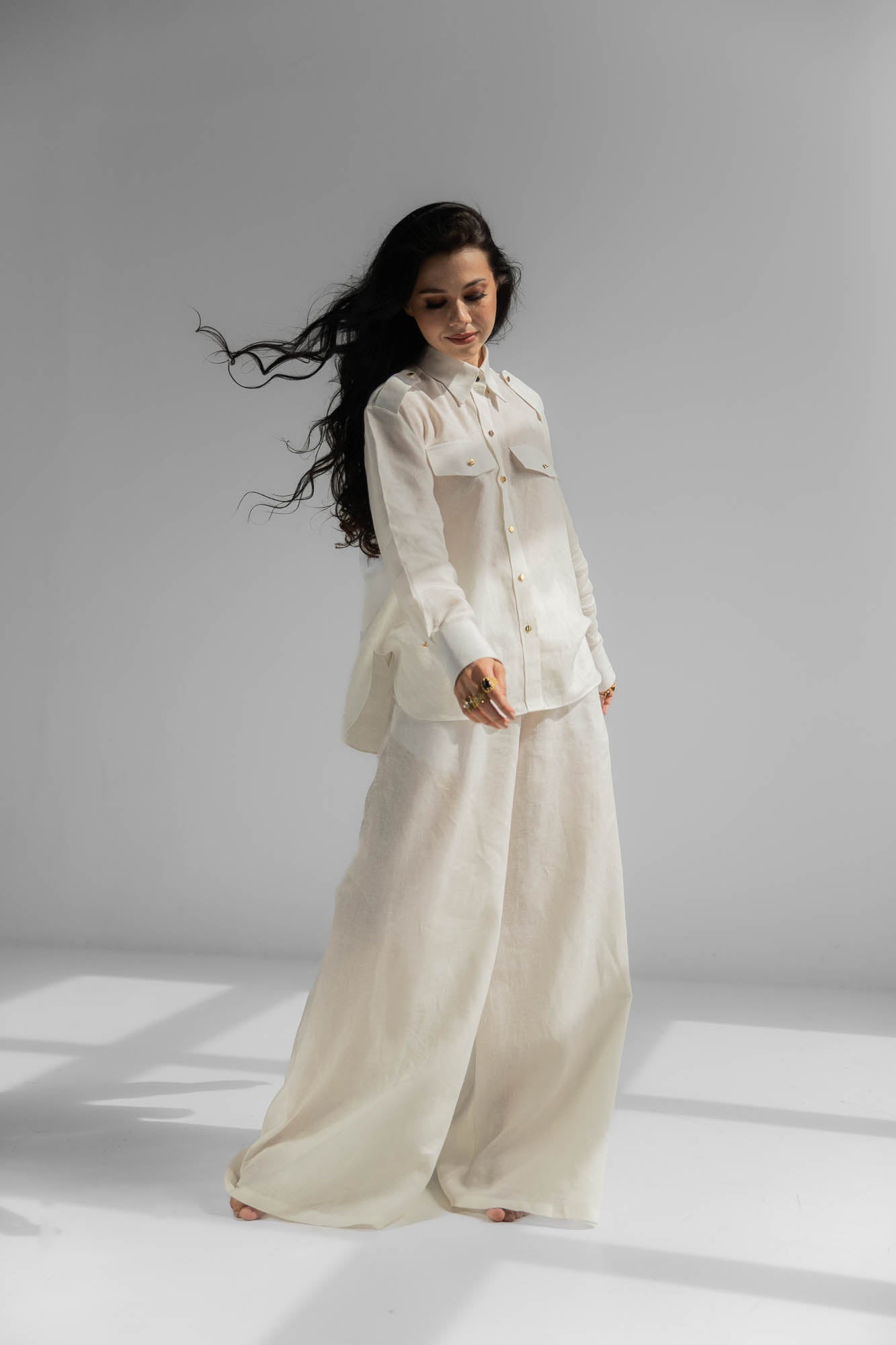 TONYA Linen Wide Leg Trousers