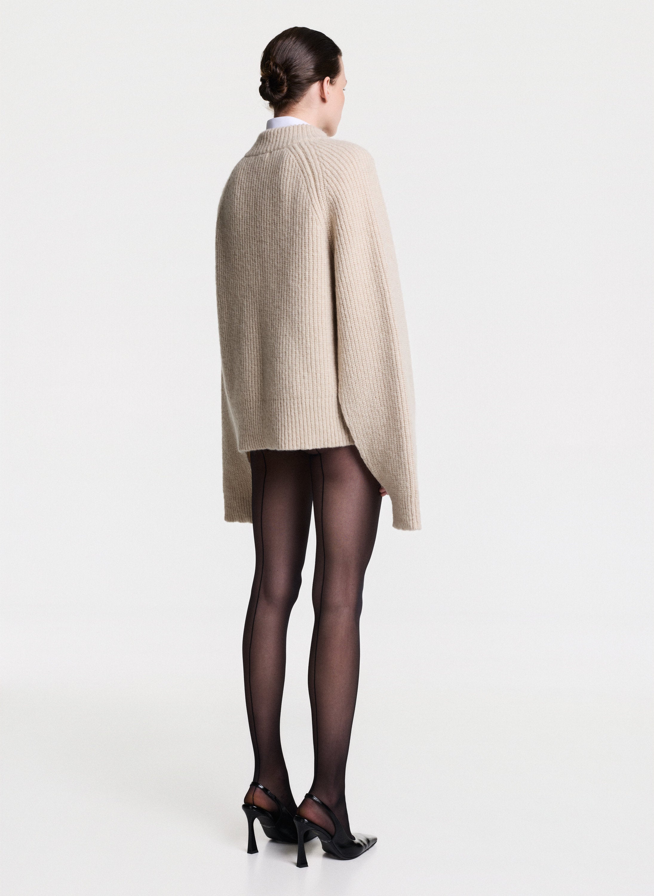 Alpaca Wool Sweater With Open Sleeves