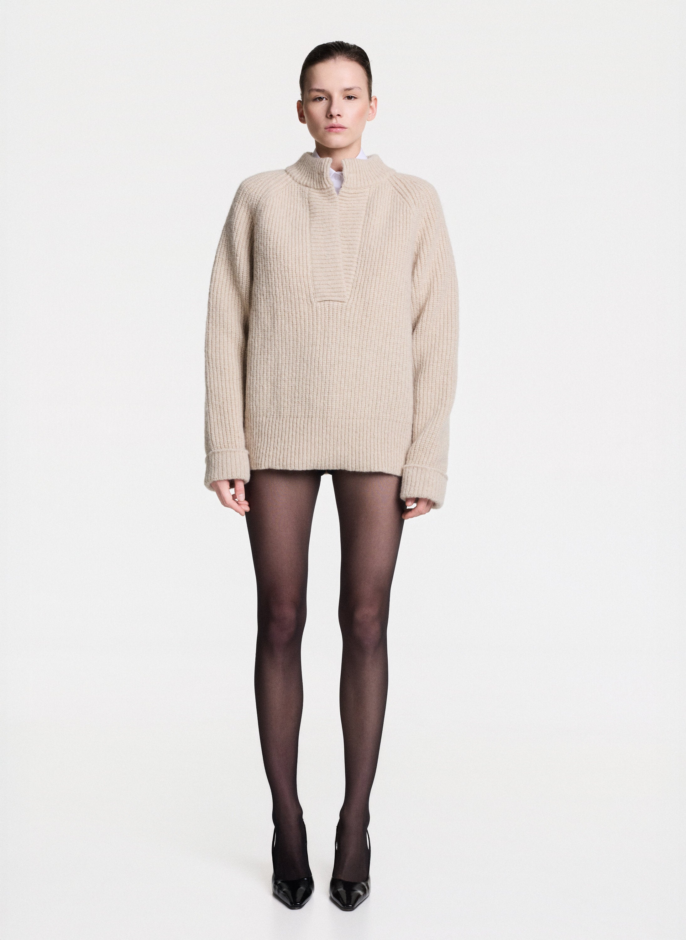 Alpaca Wool Sweater With Open Sleeves