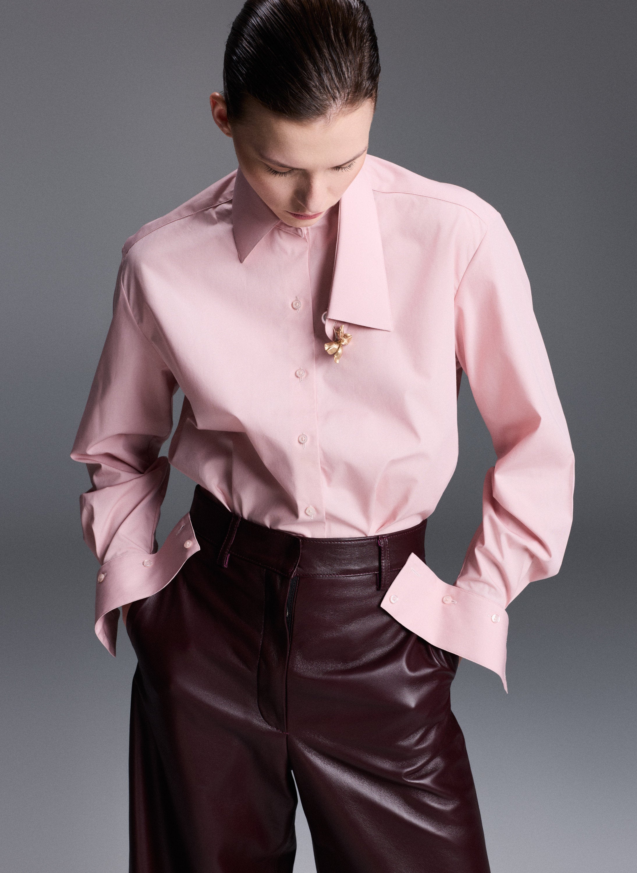 Leather Wide Leg Trousers