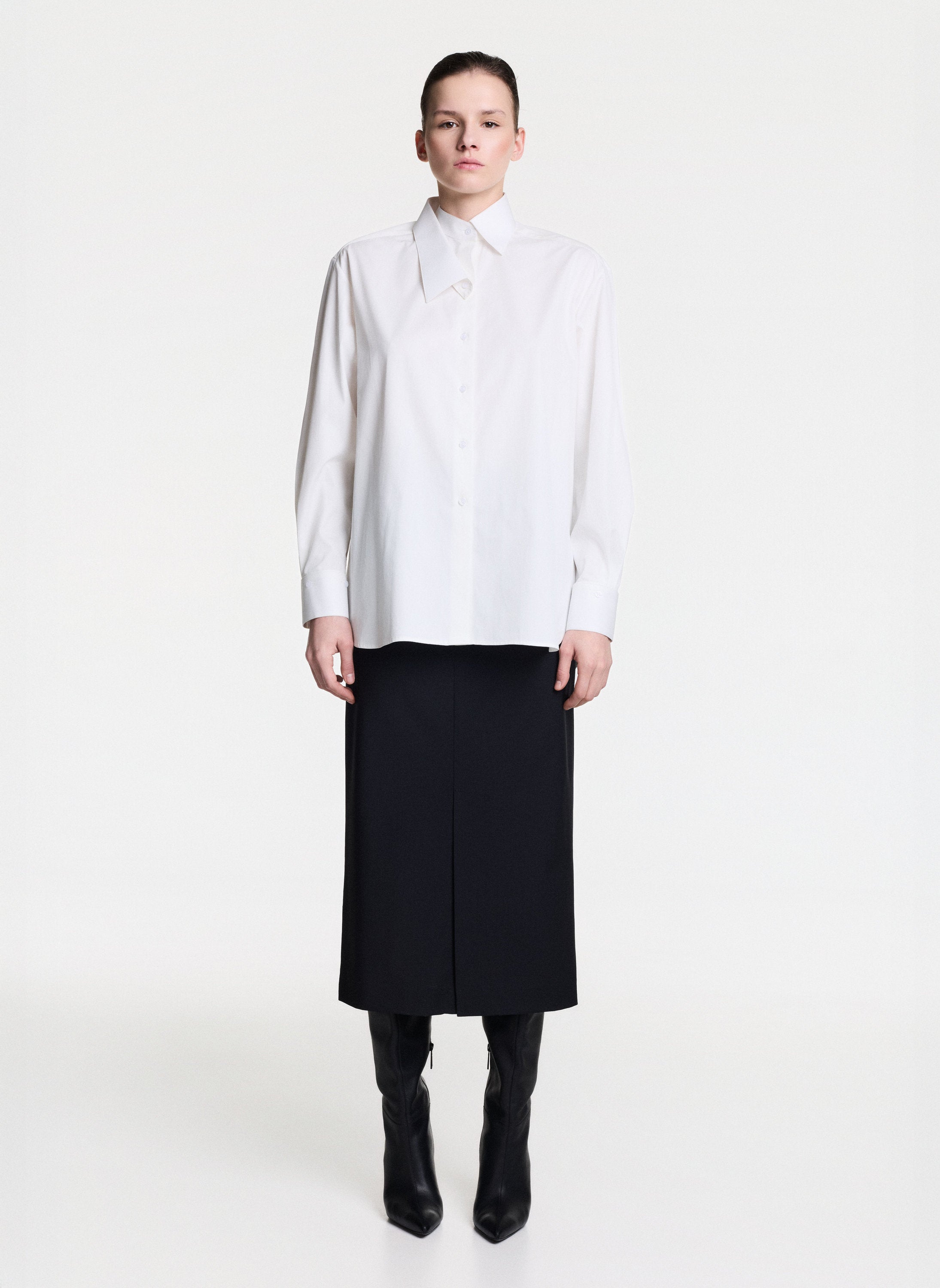 White Shirt With Detachable Collar & Cuffs