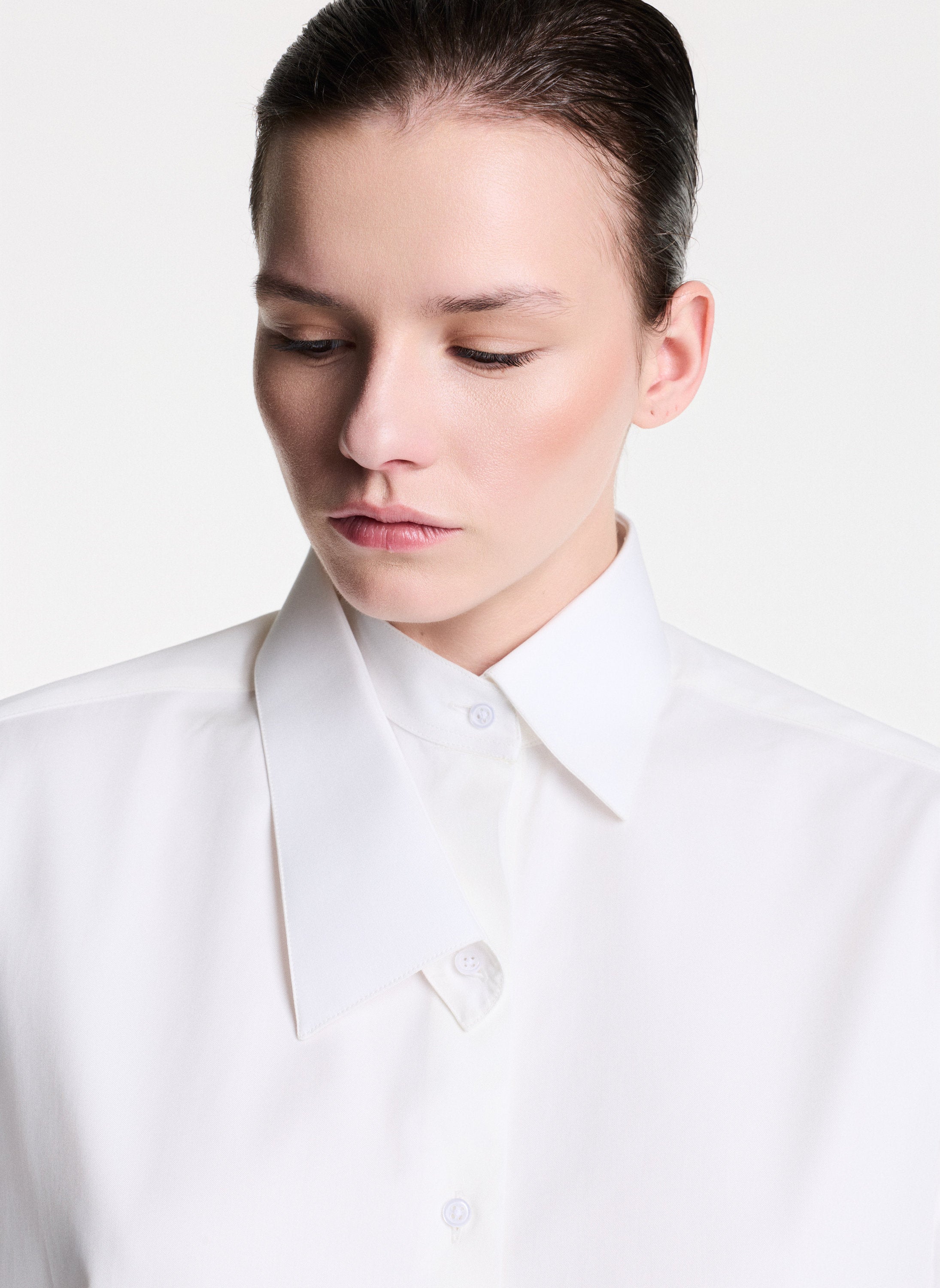 White Shirt With Detachable Collar & Cuffs