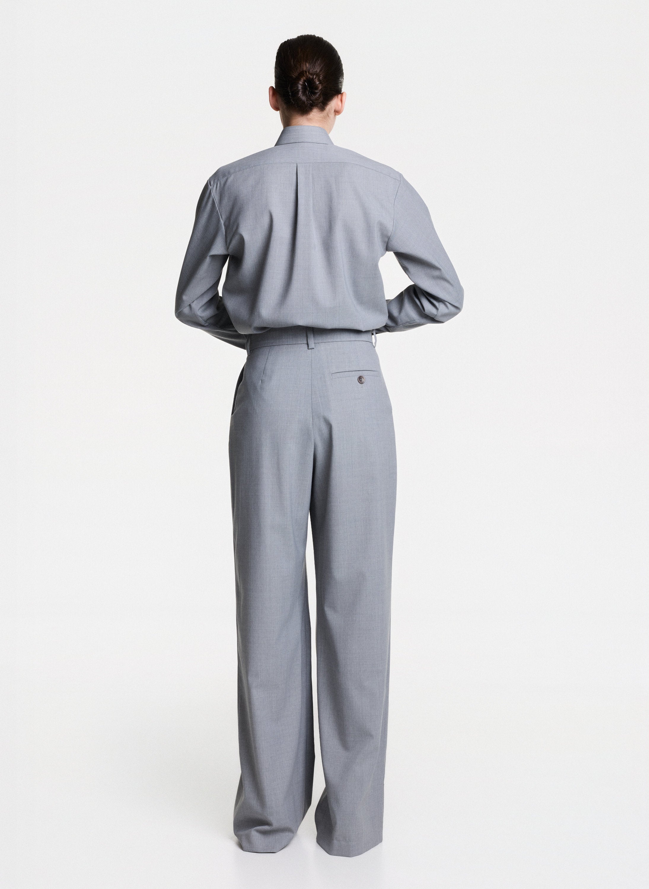 VALENTINA Grey Tailored Trousers With Pleats