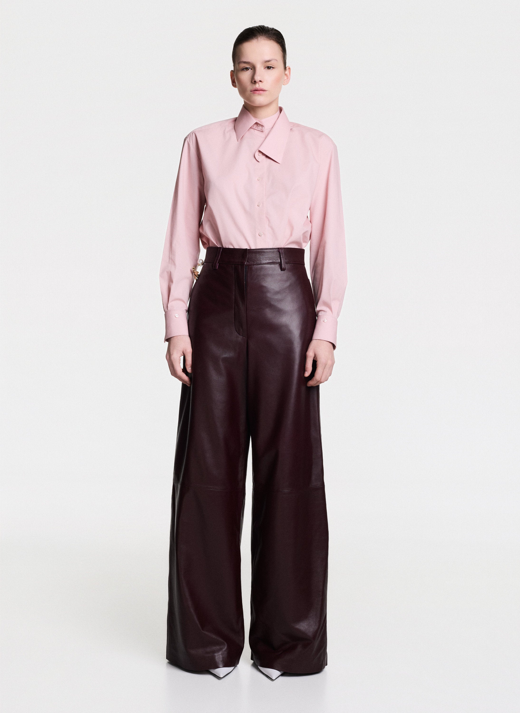 Leather Wide Leg Trousers