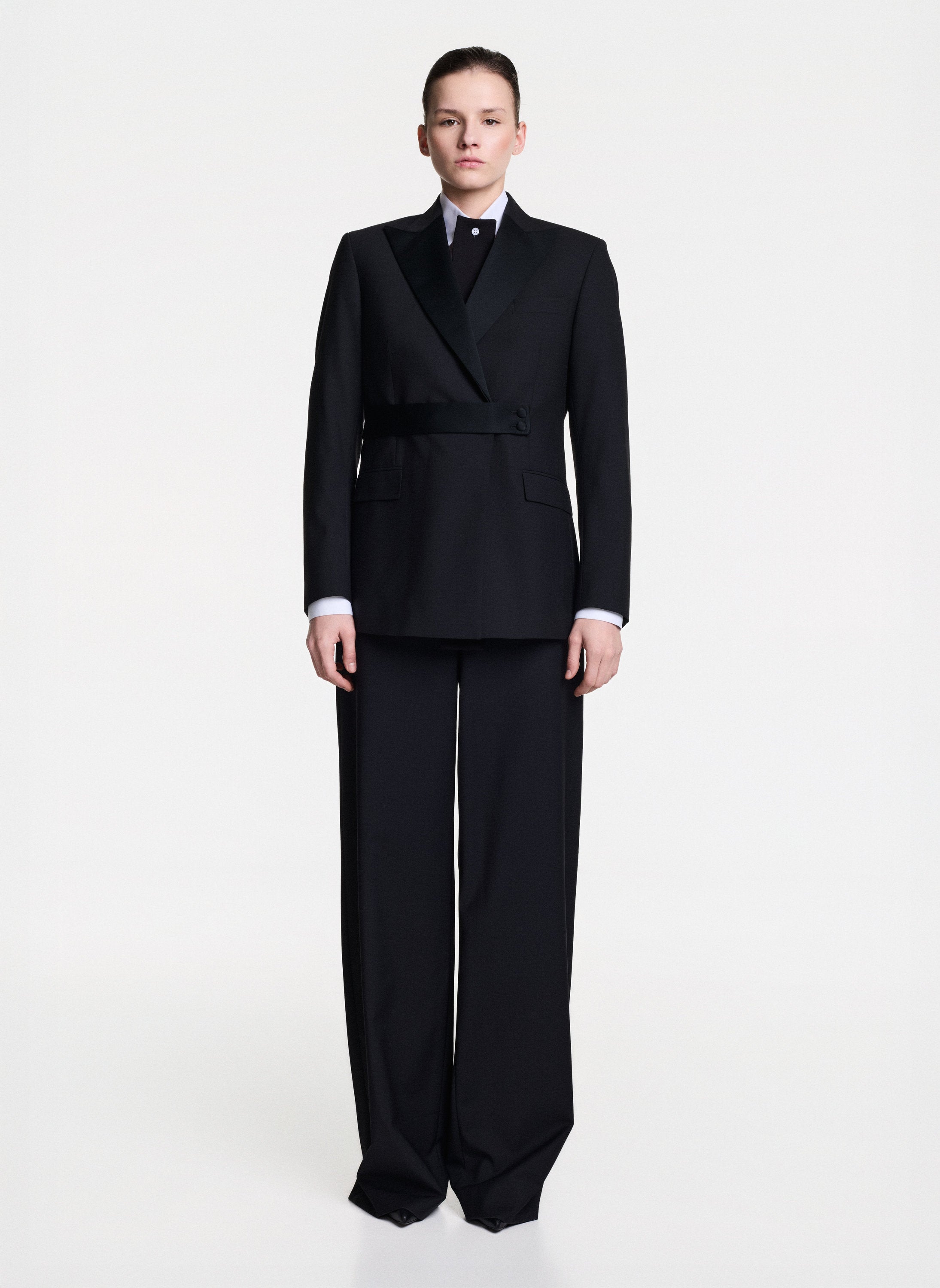 Double-Breasted Jacket With Drawstring At The Waist