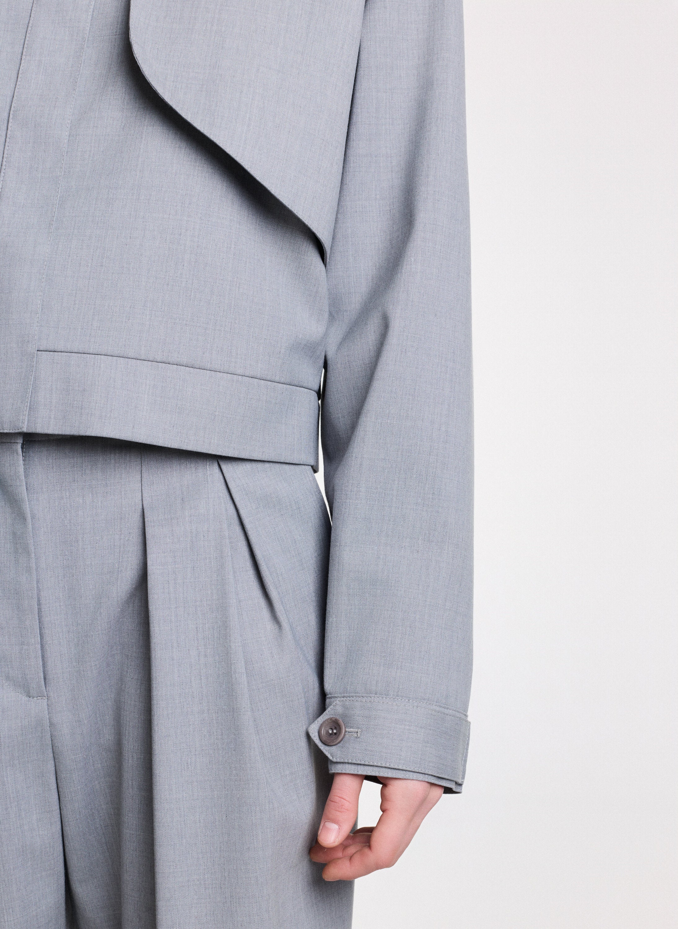 VALENTINA Grey Tailored Trousers With Pleats