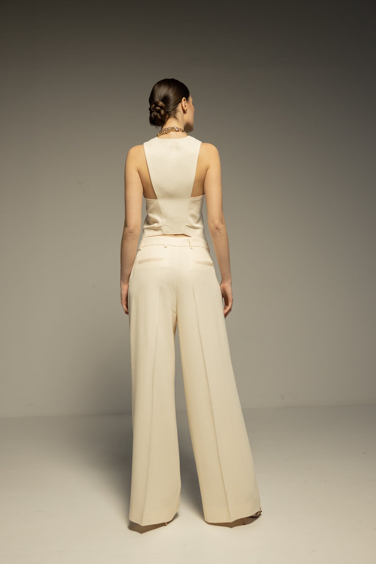 CYBELE Suit with Double - Breasted Jacket, Vest and Wide Leg Trousers