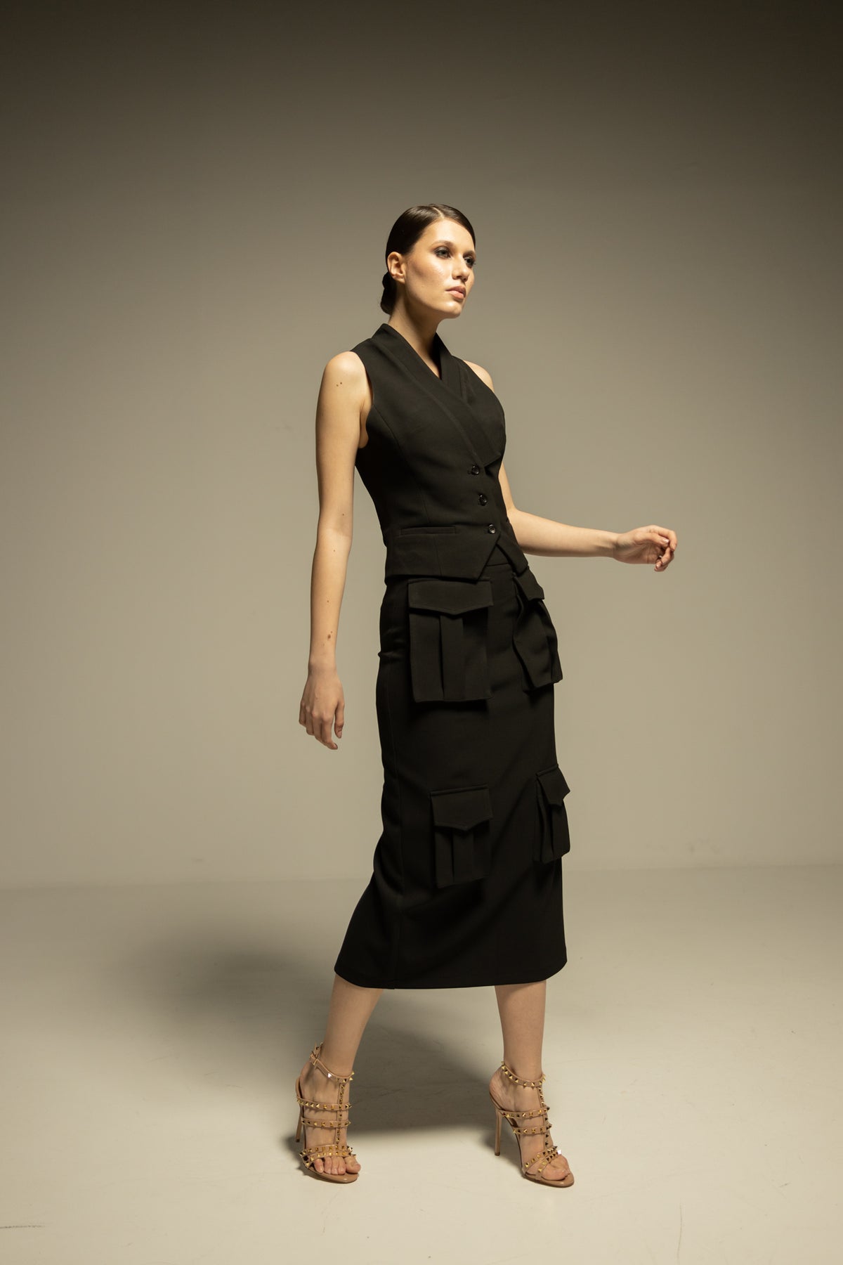 Vest and Cargo Skirt Set